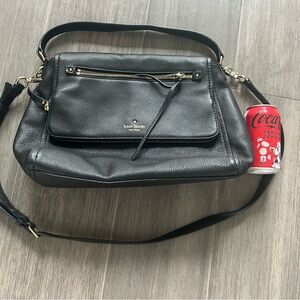 Kate Spade Black Leather Shoulder Bag with Gold Accents